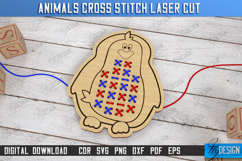 Cross Stitch Penguin Laser Cut | Montessori Lacing | CNC Product Image 1