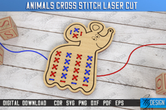 Cross Stitch Elephant Laser Cut | Montessori Lacing | CNC Product Image 1