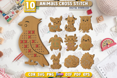 Animals Cross Stitch Laser Cut Bundle, Montessori Lacing SVG Product Image 1