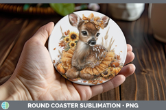 GorgeousAnimals Cute Thanksgiving Round Coaster design.