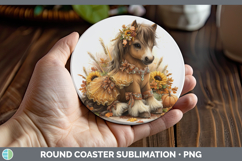 GorgeousAnimals Cute Thanksgiving Round Coaster design.