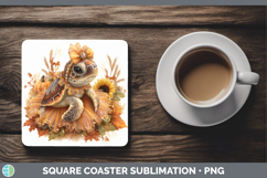 GorgeousAnimals Cute Thanksgiving Square Coaster design.