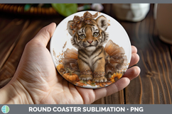 GorgeousAnimals Cute Thanksgiving Round Coaster design.