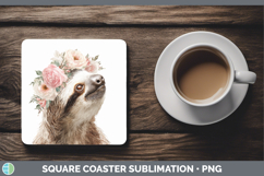 GorgeousAnimals Floral Crown Square Coaster design.