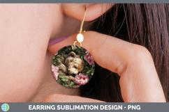 GorgeousAnimals Floral Sleeping Round Earrings design.