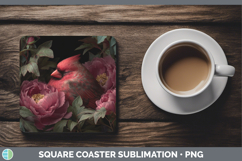 GorgeousAnimals Floral Sleeping Square Coaster design.
