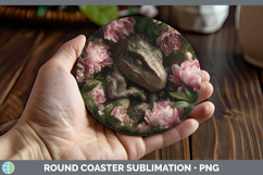 GorgeousAnimals Floral Sleeping Round Coaster design.