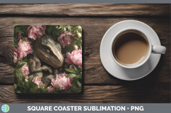 GorgeousAnimals Floral Sleeping Square Coaster design.