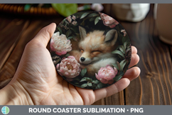 GorgeousAnimals Floral Sleeping Round Coaster design.