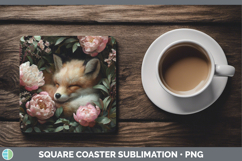 GorgeousAnimals Floral Sleeping Square Coaster design.