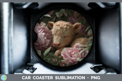 GorgeousAnimals Floral Sleeping Car Coaster design.