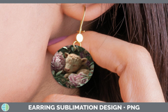 GorgeousAnimals Floral Sleeping Round Earrings design.