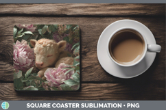 GorgeousAnimals Floral Sleeping Square Coaster design.