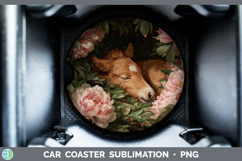 GorgeousAnimals Floral Sleeping Car Coaster design.