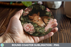GorgeousAnimals Floral Sleeping Round Coaster design.