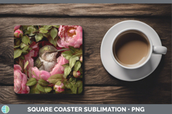 GorgeousAnimals Floral Sleeping Square Coaster design.