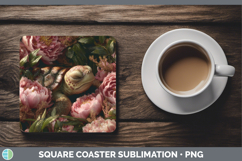GorgeousAnimals Floral Sleeping Square Coaster design.