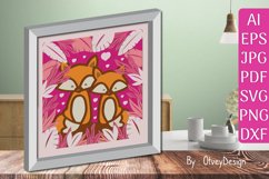 3D Shadow Box Animals Fox Couple Love Layered Papercut Product Image 2