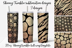 Animals gold sublimation Skinny tumbler wrap design