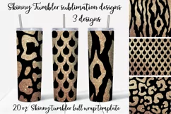 Animals gold sublimation Skinny tumbler wrap design