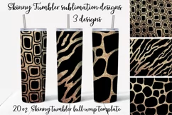 Animals gold sublimation Skinny tumbler wrap design