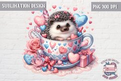 Love animal in cup of cocoa hedgehog Sublimation Mug Heart Product Image 1