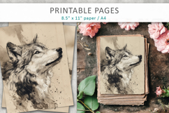 ink forest animals printable, woodland scrapbook paper Product Image 1