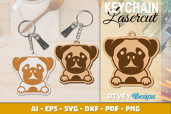 Dog Pug Keychain Lasercut Product Image 1