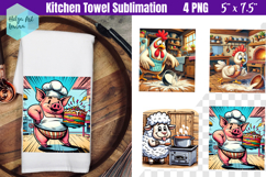 Funny farm animals Kitchen Towel Sublimation Product Image 1