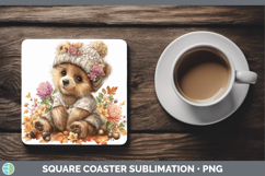 GorgeousAnimals Knit Hat Square Coaster design.