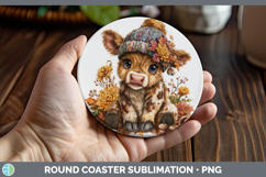 GorgeousAnimals Knit Hat Round Coaster design.