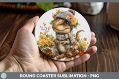 GorgeousAnimals Knit Hat Round Coaster design.