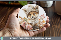 GorgeousAnimals Knit Hat Round Coaster design.