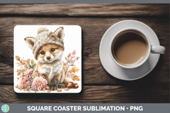 GorgeousAnimals Knit Hat Square Coaster design.
