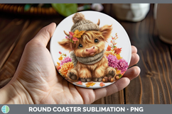 GorgeousAnimals Knit Hat Round Coaster design.