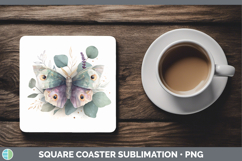GorgeousAnimals Lavender and Eucalyptus Square Coaster design.