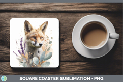 GorgeousAnimals Lavender and Eucalyptus Square Coaster design.