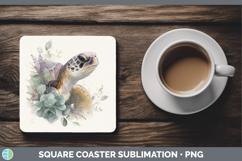 GorgeousAnimals Lavender and Eucalyptus Square Coaster design.