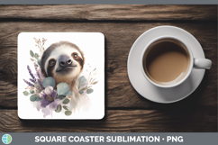 GorgeousAnimals Lavender and Eucalyptus Square Coaster design.