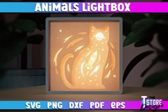 Cat Lightbox SVG Design | Paper Cut Design | SVG File Product Image 1