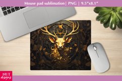 Golden Deer Mousepad PNG, Dark Fantasy deer Mouse pad design Product Image 1