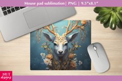 Golden flowers Deer Mousepad PNG, Fantasy Mouse pad design Product Image 1
