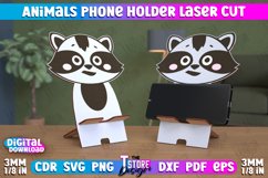 Animal Phone Stand Laser Cut | 3d Phone Holder | Raccoon SVG Product Image 1