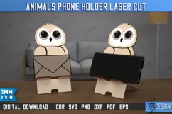 3d Animal Phone Holder Laser Cut, Owl Wooden Phone Stand Product Image 1