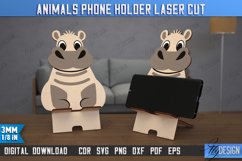 3d Animal Phone Holder Laser Cut, Hippo Wooden Phone Stand Product Image 1