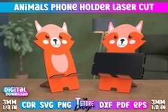 Animal Phone Stand Laser Cut | 3d Phone Holder | Fox SVG Product Image 1
