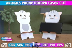 Animal Phone Stand Laser Cut | 3d Phone Holder | Cat SVG Product Image 1
