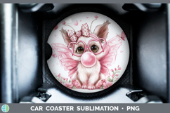 GorgeousAnimals Pink Bubble Gum Car Coaster design.
