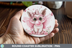 GorgeousAnimals Pink Bubble Gum Round Coaster design.