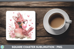 GorgeousAnimals Pink Bubble Gum Square Coaster design.